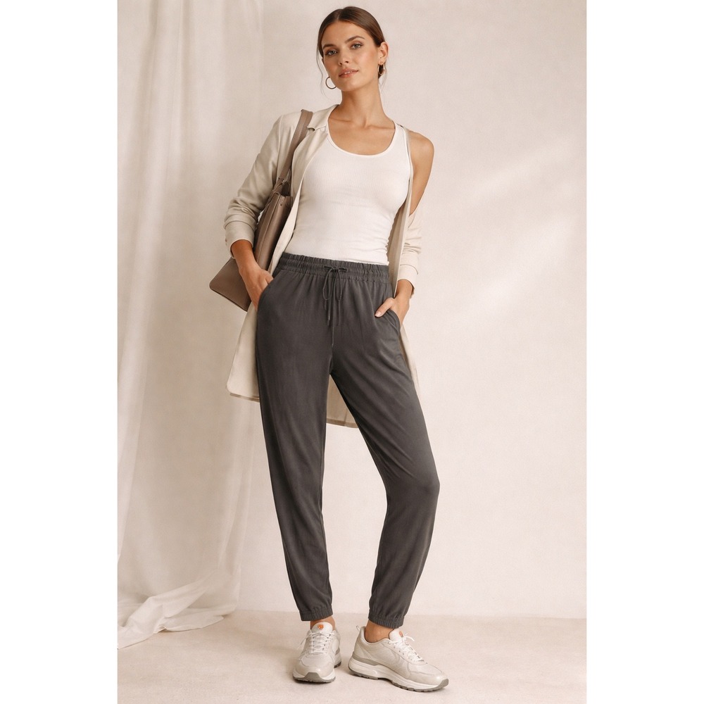 Vince Womens Charcoal‎ Gray Tuxedo Stripe Jogger Pants Viscose Blend Size M